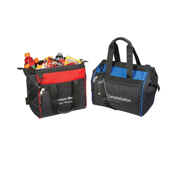 Cooler includes a metal framed top opener, front zippered pocket and... from ASI 34800 Alstar Creations / Alstar Line