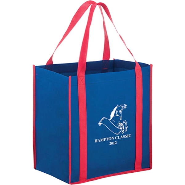 12" x 8" x 13" non-woven polypropylene two-tone tote with gusset,... from ASI 35290 American Ad Bag Co
