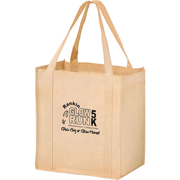 12" x 8" x 3" non-woven polypropylene  grocery tote with... from ASI 35290 American Ad Bag Co