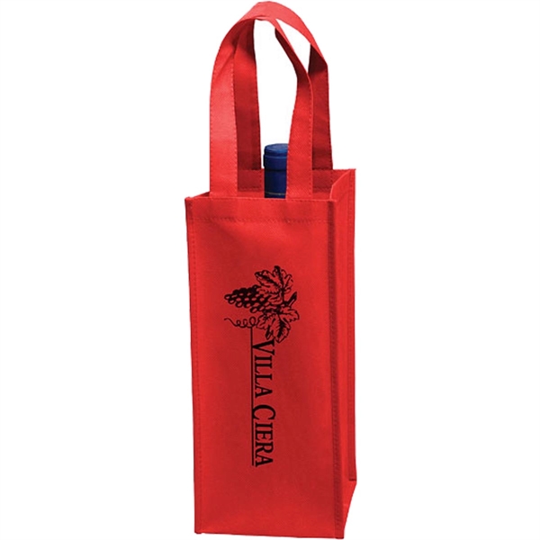5" x 12" 80GSM non-woven polypropylene single-bottle wine tote with gusset,... from ASI 35290 American Ad Bag Co