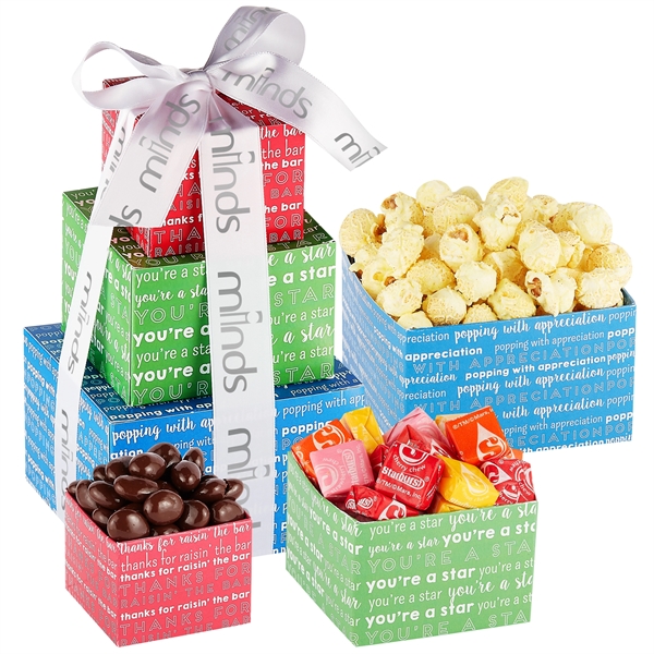 Kudos To You tower filled with buttered popcorn, StarburstA® candies and... from ASI 71685 Midnite Snax®