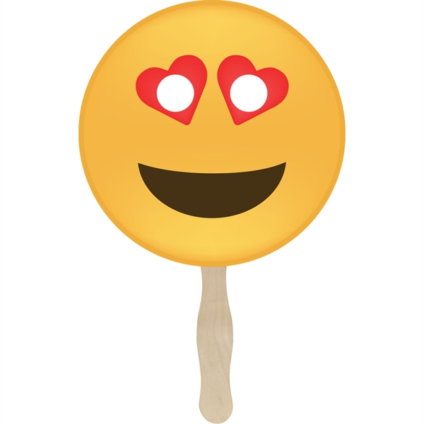 Hand fan with emoji face stock design... from ASI 35500 American Greenwood Inc