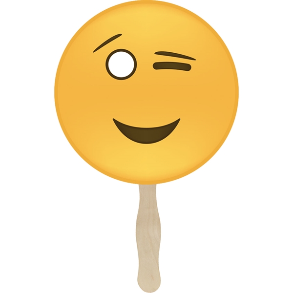 Hand fan with emoji face stock design... from ASI 35500 American Greenwood Inc