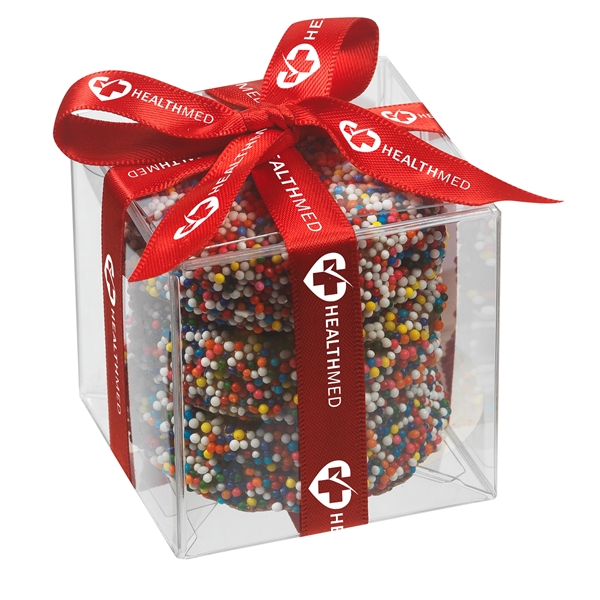 Present-style box filled with 3 milk chocolate covered Oreo® cookies with... from ASI 71685 Midnite Snax®