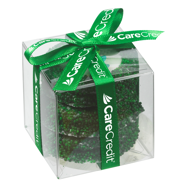 Present-style box filled with 3 white chocolate covered Oreo® cookies with... from ASI 71685 Midnite Snax®