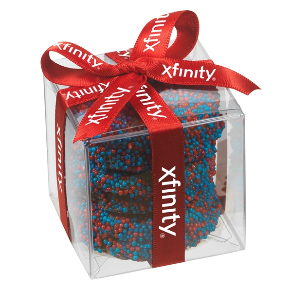 Present-style box filled with 3 milk chocolate covered Oreo® cookies with... from ASI 71685 Midnite Snax®