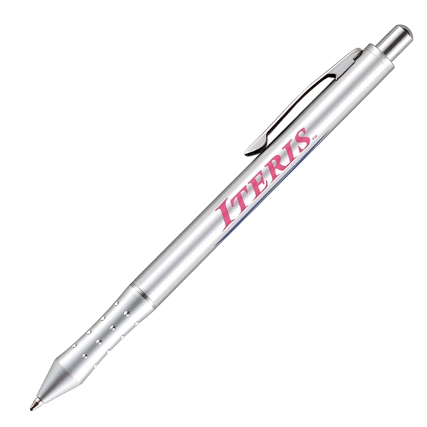 Click-action pen with a solid brass barrel, dimpled grip, and silver... from ASI 68190 Lungsal / Lungsal