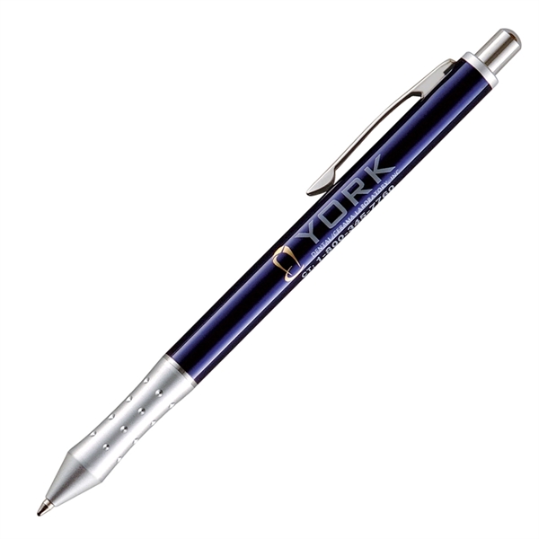 Click-action pen with a solid brass barrel, dimpled grip, and silver... from ASI 68190 Lungsal / Lungsal