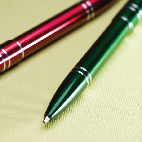 Aluminum metal click-action pen with a bright colorful lacquer finish barrel... from ASI 68190 Lungsal / Lungsal