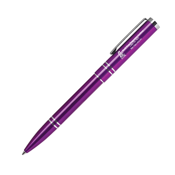 Aluminum metal click-action pen with a bright colorful lacquer finish barrel... from ASI 68190 Lungsal / Lungsal