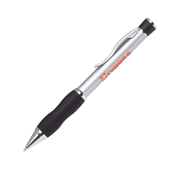 Aluminum twist-action pen with a wide body, silver enamel coating, and... from ASI 68190 Lungsal / Lungsal