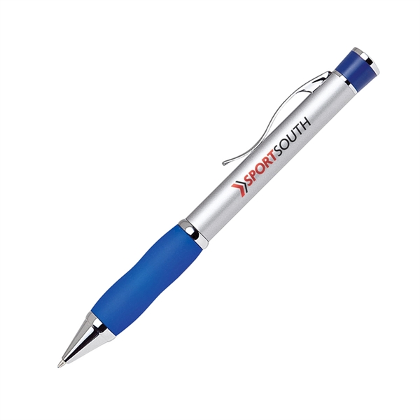 Aluminum twist-action pen with a wide body, silver enamel coating, and... from ASI 68190 Lungsal / Lungsal