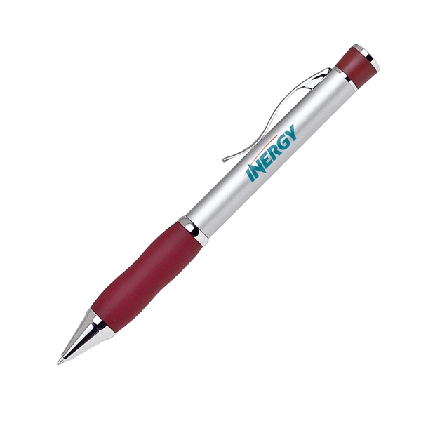 Aluminum twist-action pen with a wide body, silver enamel coating, and... from ASI 68190 Lungsal / Lungsal