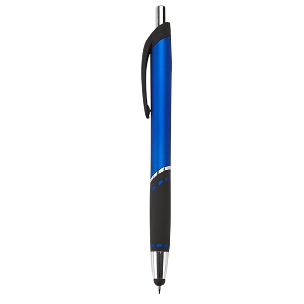 Retractable ballpoint stylus pen with black rubber grip, metallic-colored barrel, chrome... from ASI 52840 Evans Manufacturing