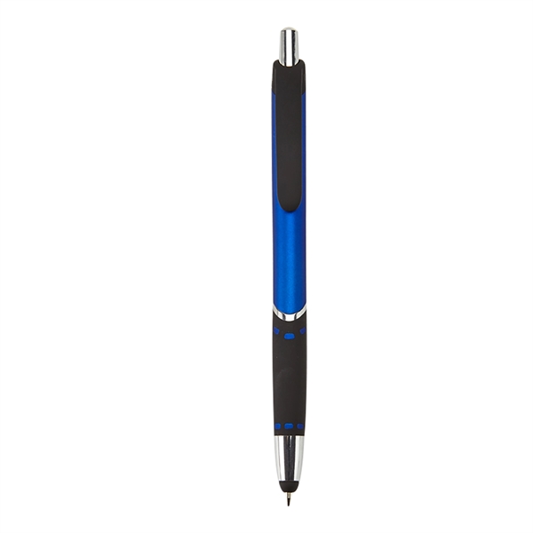 Retractable ballpoint stylus pen with black rubber grip, metallic-colored barrel, chrome... from ASI 52840 Evans Manufacturing