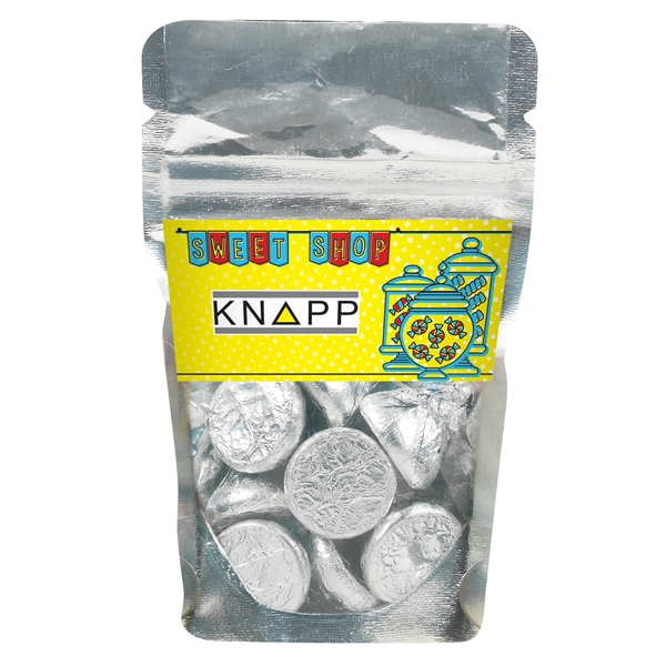 Resealable clear pouch filled with 1.5 oz. of Hershey's® Kisses®; includes... from ASI 71685 Midnite Snax®
