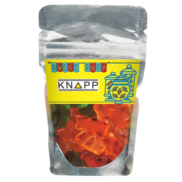 Resealable clear pouch filled with 1.7 oz. of gummy bears; includes... from ASI 71685 Midnite Snax®
