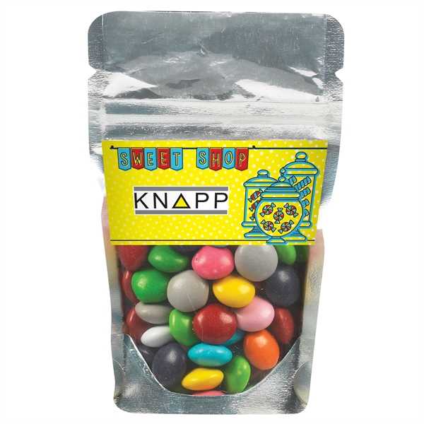 Resealable clear pouch filled with 1.5 oz. of chocolate buttons; includes... from ASI 71685 Midnite Snax®
