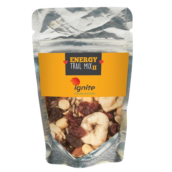 Resealable clear pouch filled with 1.3 oz. of energy trail mix;... from ASI 71685 Midnite Snax®