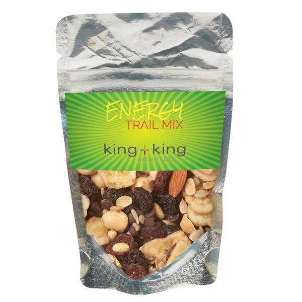 Resealable clear pouch filled with 1.3 oz. of energy trail mix;... from ASI 71685 Midnite Snax®