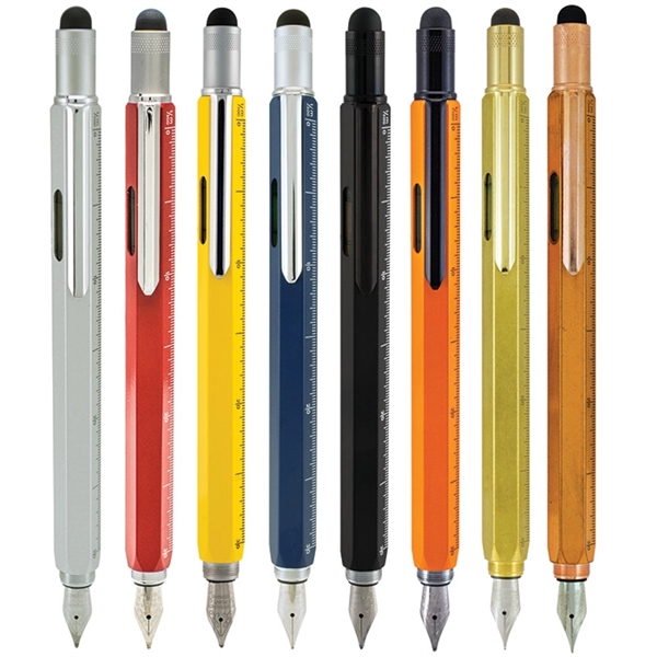 Touchscreen stylus fountain pen with screwdrivers, level , ruler and three... from ASI 98760 Yafa Line, Inc. / MonteVerde® Yafaline