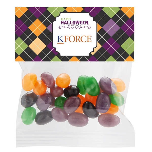 Customizable header bag filled with 1 oz. of monster mix Jelly... from ASI 71685 Midnite Snax®