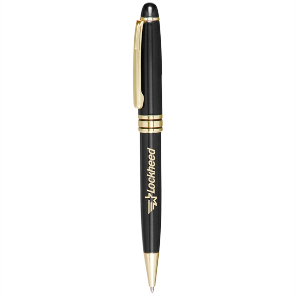 Metal pen with colored barrel, gold pocket clip and shiny gold... from ASI 39552 BEL Promo