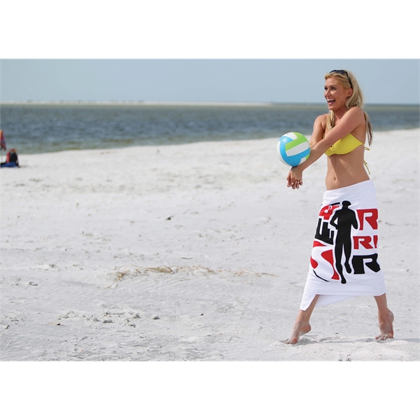 White beach towel made of 100% cotton terry velour that measures... from ASI 79750 Pro Towels