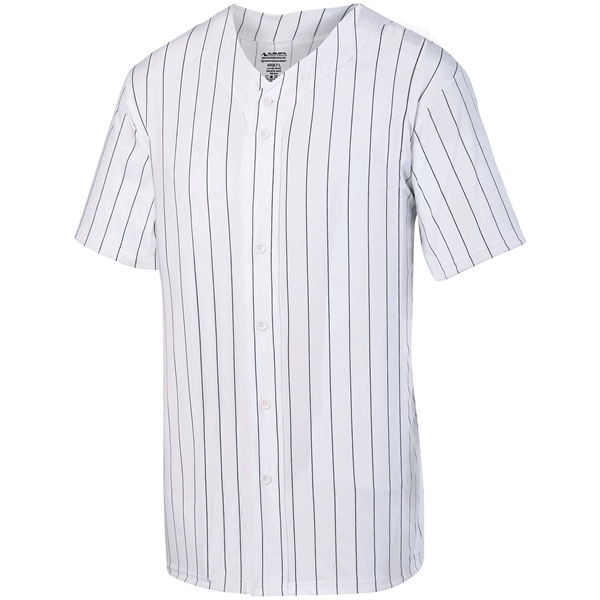 100% polyester baseball jersey with full-button design, pinstripes, and moisture wicking.... from ASI 37461 Augusta Sportswear