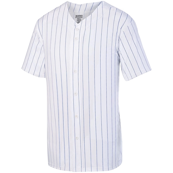 100% polyester baseball jersey with full-button design, pinstripes, and moisture wicking.... from ASI 37461 Augusta Sportswear