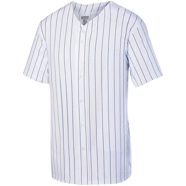 100% polyester baseball jersey with full-button design, pinstripes, and moisture wicking.... from ASI 37461 Augusta Sportswear