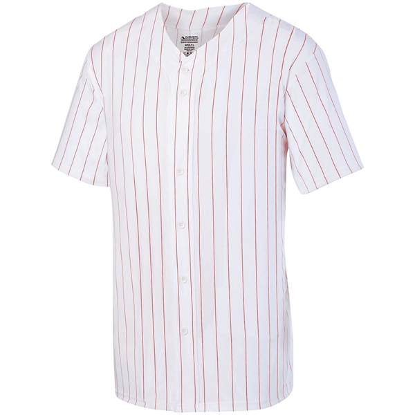 100% polyester baseball jersey with full-button design, pinstripes, and moisture wicking.... from ASI 37461 Augusta Sportswear