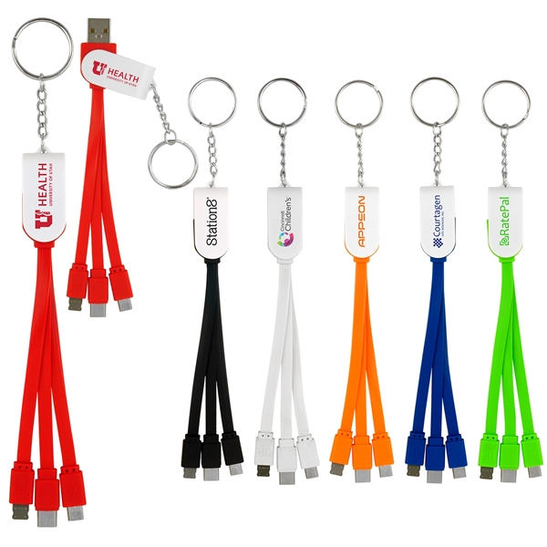Swivel 3-In-1 Keychain Cable With Type C USB... from ASI 30208 A P Specialties / AP Specialties