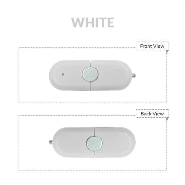 Racetrack shaped USB drive with rounded edges, four vibrant colors, and... from ASI 37218 Athena Promo (tm)