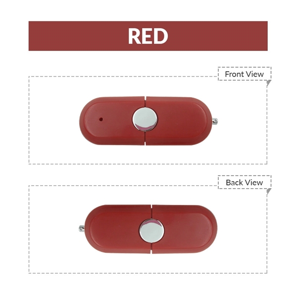 Racetrack shaped USB drive with rounded edges, four vibrant colors, and... from ASI 37218 Athena Promo (tm)
