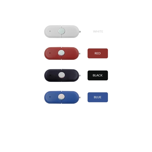 Racetrack shaped USB drive with rounded edges, four vibrant colors, and... from ASI 37218 Athena Promo (tm)