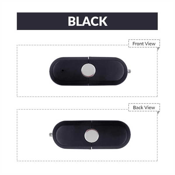 Racetrack shaped USB drive with rounded edges, four vibrant colors, and... from ASI 37218 Athena Promo (tm)