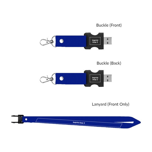 Lanyard with a buckle that hides the 3.0 USB flash drive,... from ASI 37218 Athena Promo (tm)