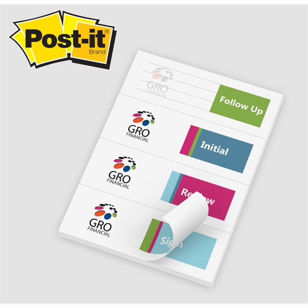 Pad with four 50 sheet sections of custom printed page markers.... from ASI 91240 3M/Promotional Markets Dept