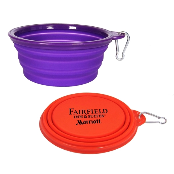 Collapsible bowl with 32 oz. capacity and clip on carabiner that's... from ASI 92980 WOV-IN® / Promopet