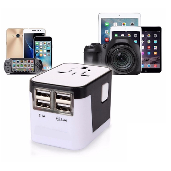 World Travel Adapter with 4 USB Charging Ports.... from ASI 79909 Promotek / Promotek™