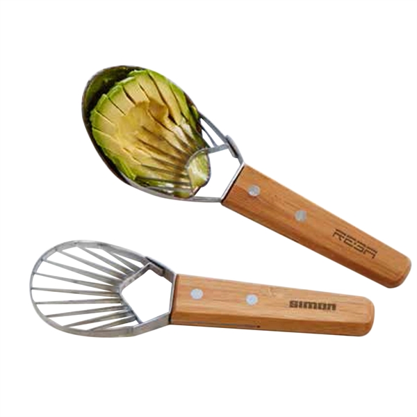 Avocado slicer that features a bamboo handle and durable stainless steel... from ASI 99030 Zipline / Zipline®