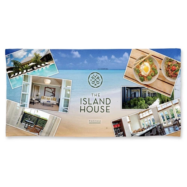 Beach towel measuring 30" x 60" with a soft polyester front... from ASI 66390 LarLu / McArthur Towel & Sports