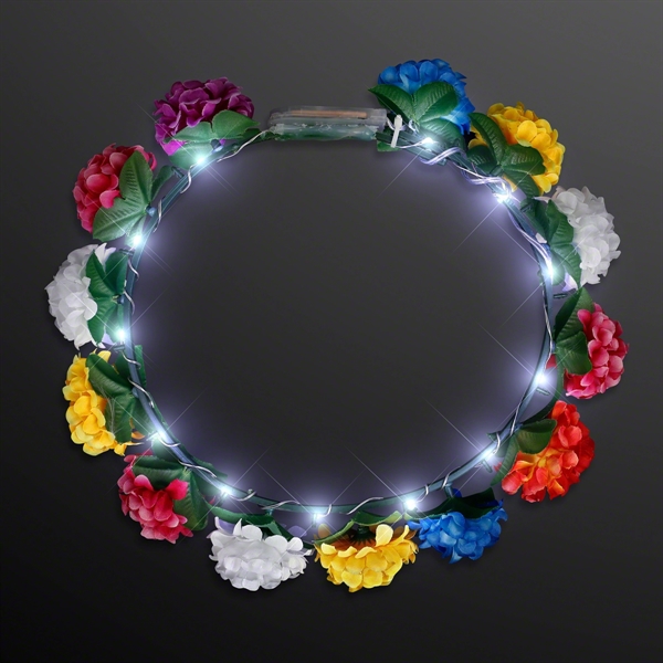 Rainbow Flower Crowns with White Lights, Blank. One Size Fits All.... from ASI 34194 ALightPromos / Alight Promotional Products
