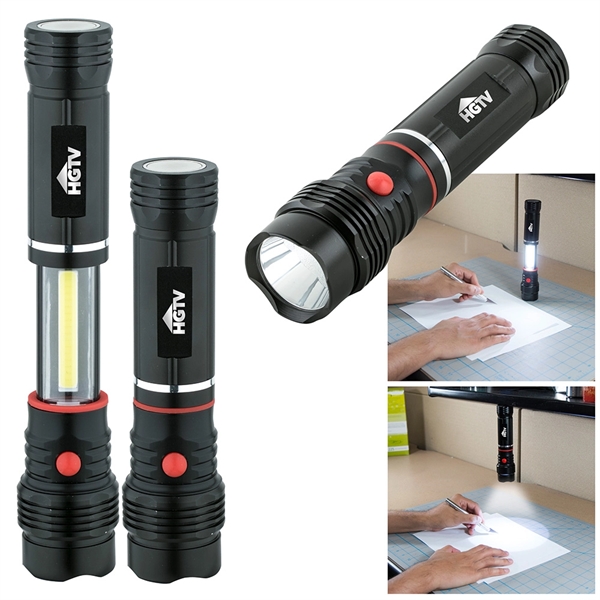 Aluminum alloy COB flashlight with on/off button, magnetic bottom, sleek aluminum... from ASI 88060 Snugz/USA Inc / Sweda®