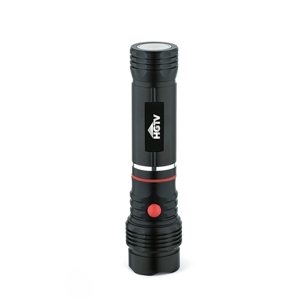 Aluminum alloy COB flashlight with on/off button, magnetic bottom, sleek aluminum... from ASI 88060 Snugz/USA Inc / Sweda®