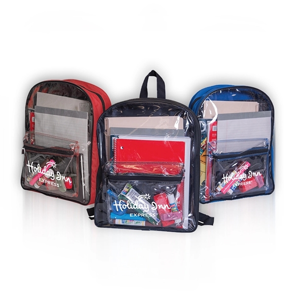 Backpack with clear PVC front and 600 denier sides and back.... from ASI 30112 ACE Products / Ace Line