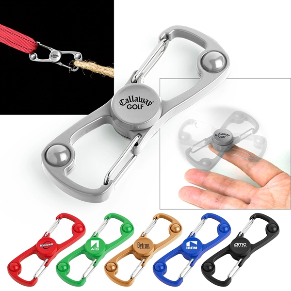 Zinc alloy fidget spinner with dual carabiner clips.... from ASI 88060 Snugz/USA Inc / Sweda®
