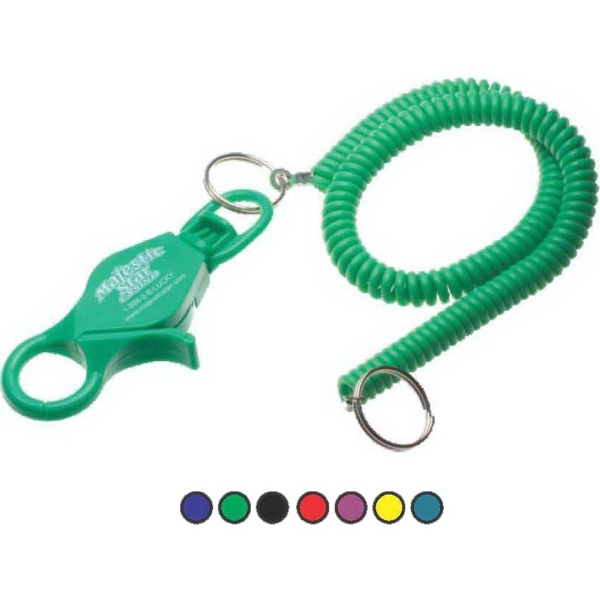 A lobster claw key clip with upgraded 12" slim coil.... from ASI 55320 ZZ OLD - Pacificline / Pacificline