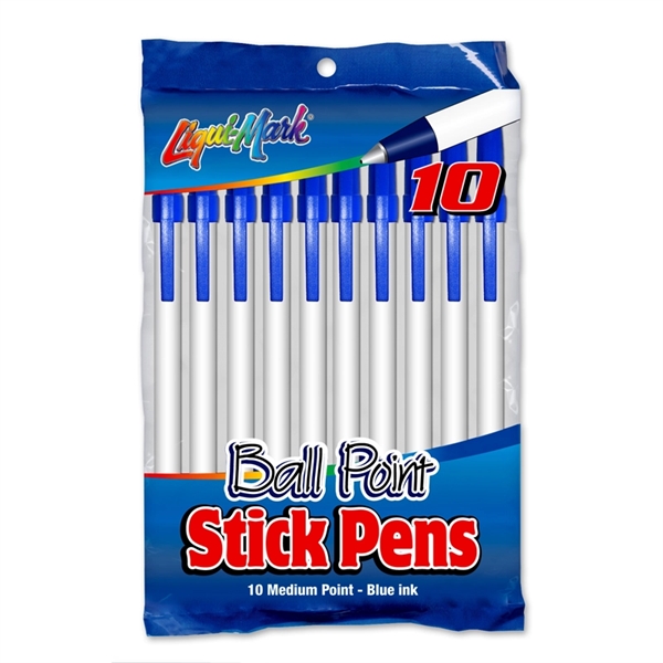 10 Pack Stick Pens, Medium Point - Blue.... from ASI 67675 Liqui-Mark Corp